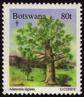 Briefmarke: Afrikanischer Affenbrotbaum, Botswana, 1996