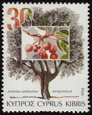 Briefmarke: Östlicher Erdbeerbaum, Zypern, 1994