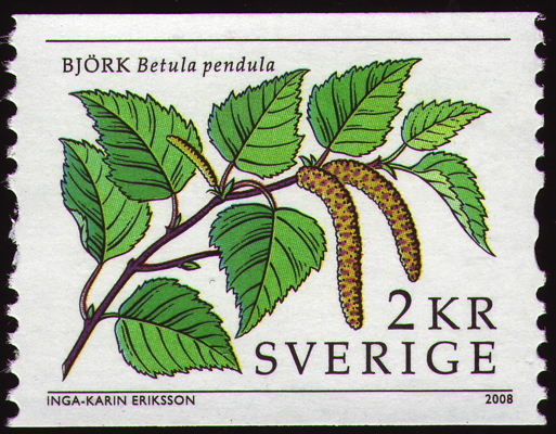 Briefmarke: Hänge-Birke, Schweden, 2008