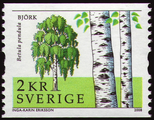 Briefmarke: Hänge-Birke, Schweden, 2008