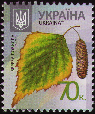Hänge-Birke auf Briefmarke, Ukraine, 2012