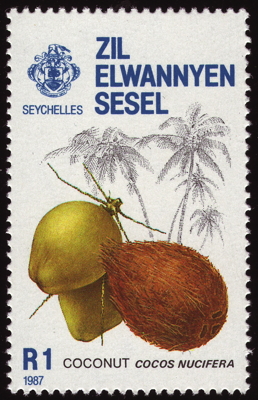 Briefmarke: Kokospalme, Äußere Seychellen, 1987