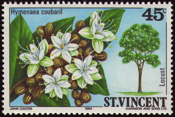Briefmarke: Jatobá, West Indian Locust, Saint Vincent, 1984