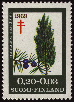 Briefmarke: Gewöhnlicher Wacholder, Finnland, 1969