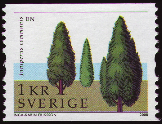 Briefmarke: Gewöhnlicher Wacholder, Schweden, 2008
