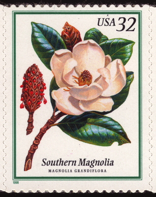 Immergrüne Magnolie auf Briefmarke, USA, 1998 