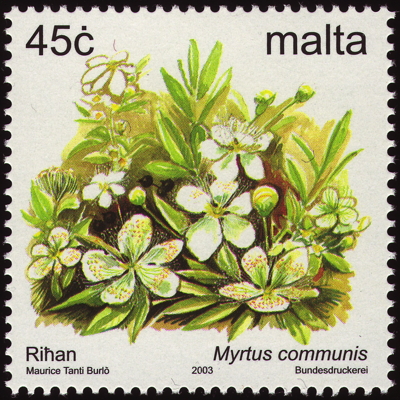 Briefmarke: Gewöhnliche Myrte, Malta, 2003