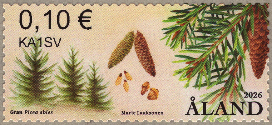 Briefmarke: Gewöhnliche Fichte, Aland, 2026