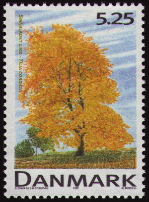 Winter-Linde auf Briefmarke, Dänemark, 1998